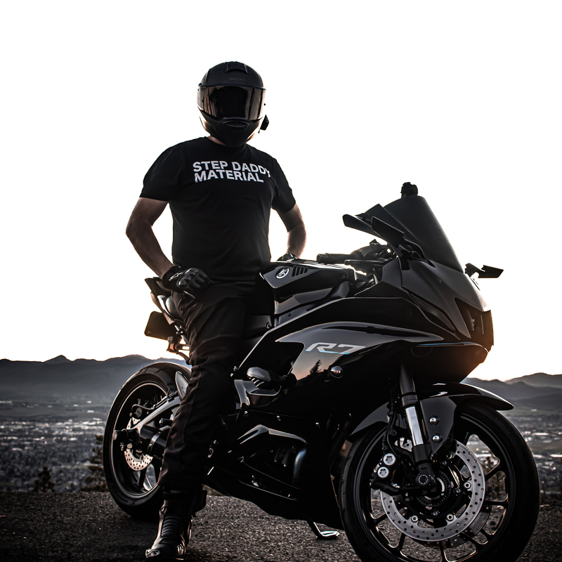 A motorcycle rider enjoying the valley views.